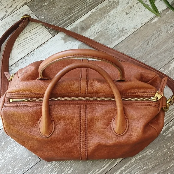 Fossil Tan Leather Satchel - Picture 7 of 16